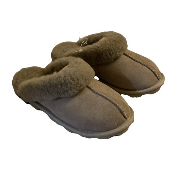 Ladies Sheepskin Suede Slippers Sz 8 Drizzle Sherpa Indoor/Outdoor - Picture 2 of 9